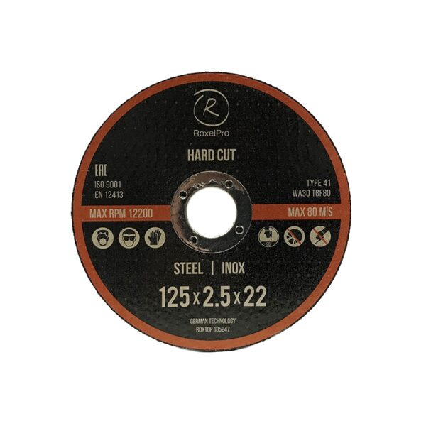 RoxelPro Отрезной круг ROXTOP UNI CUT 125 x 1.0 x 22мм, Т41, нерж.сталь, металл